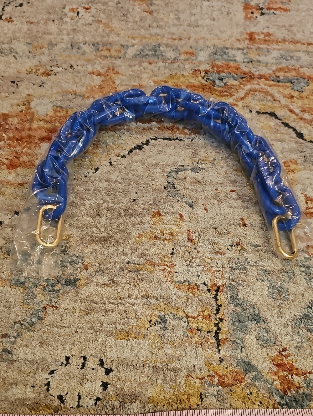 Clare vV. Resin Blue Chain-Style Bag Handle with Gold Hardware